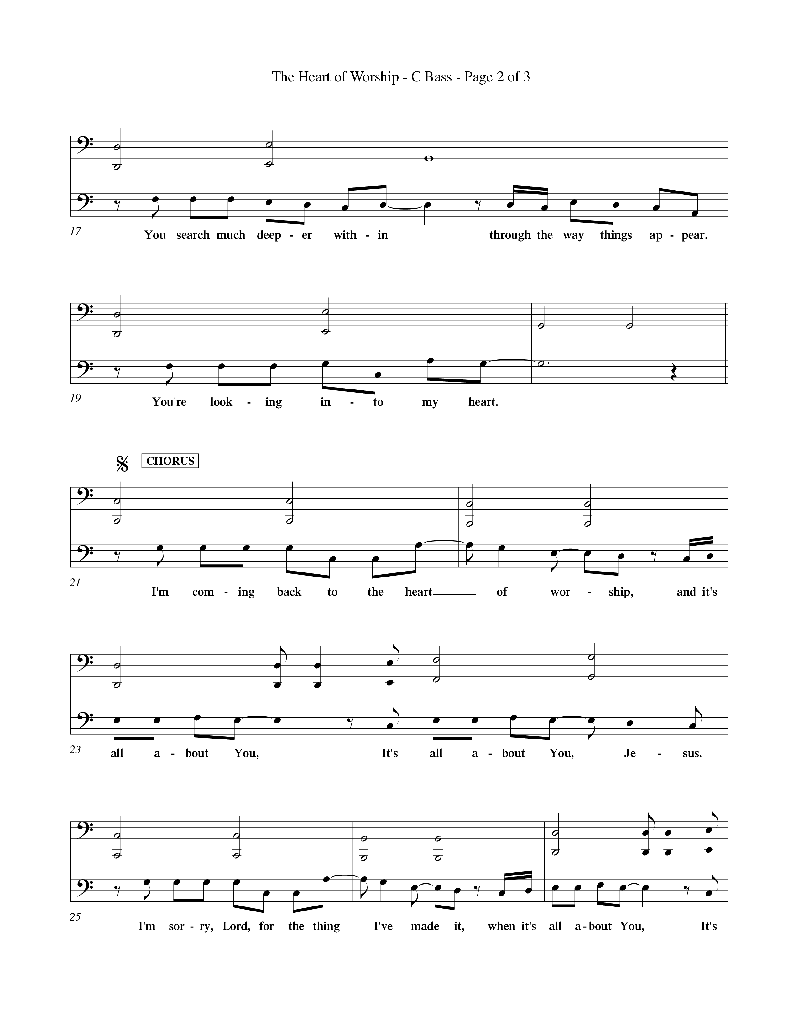 The Heart Of Worship (Choral Anthem SATB) Contrabass (Word Music Choral / Orch. Tom Payne)
