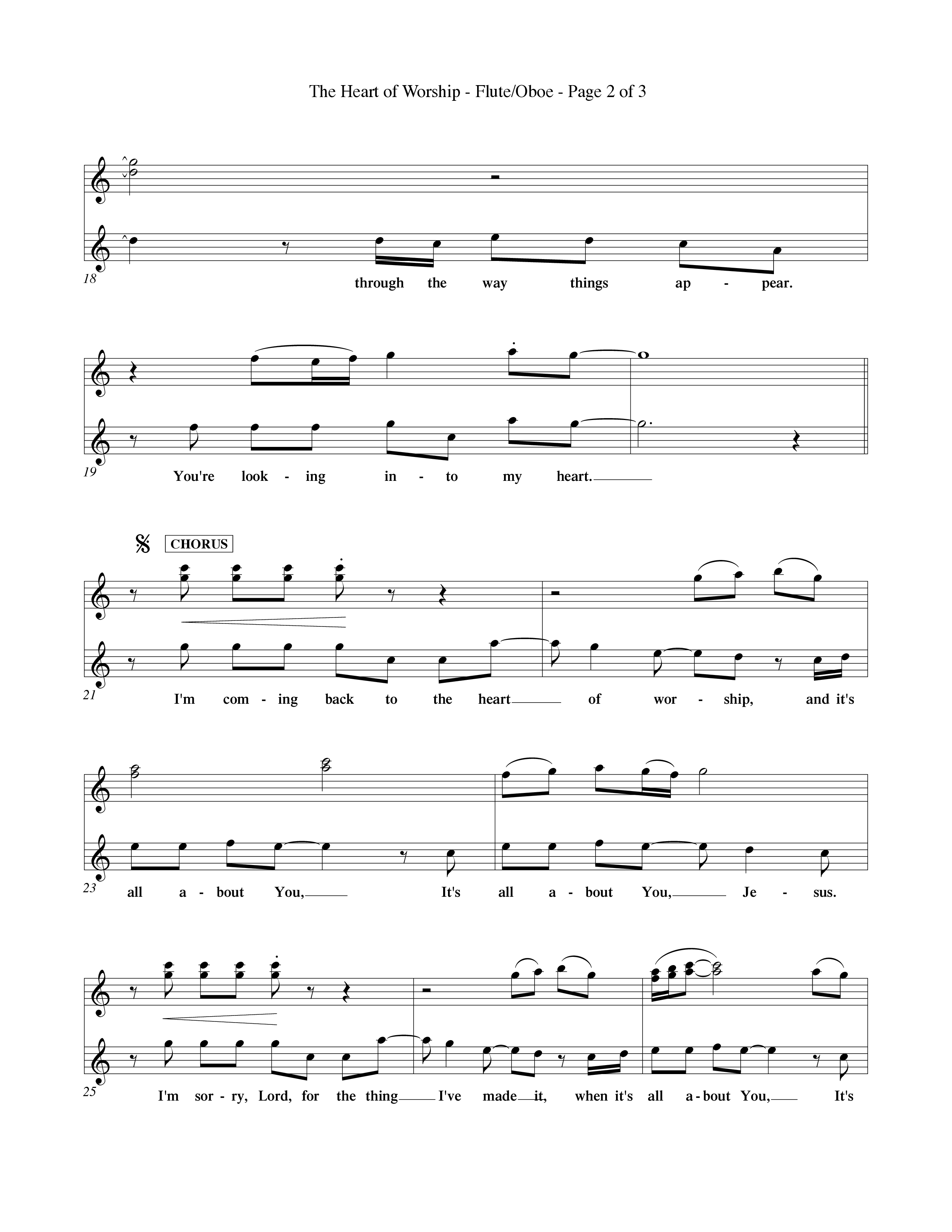 The Heart Of Worship (Choral Anthem SATB) Flute/Oboe (Word Music Choral / Orch. Tom Payne)