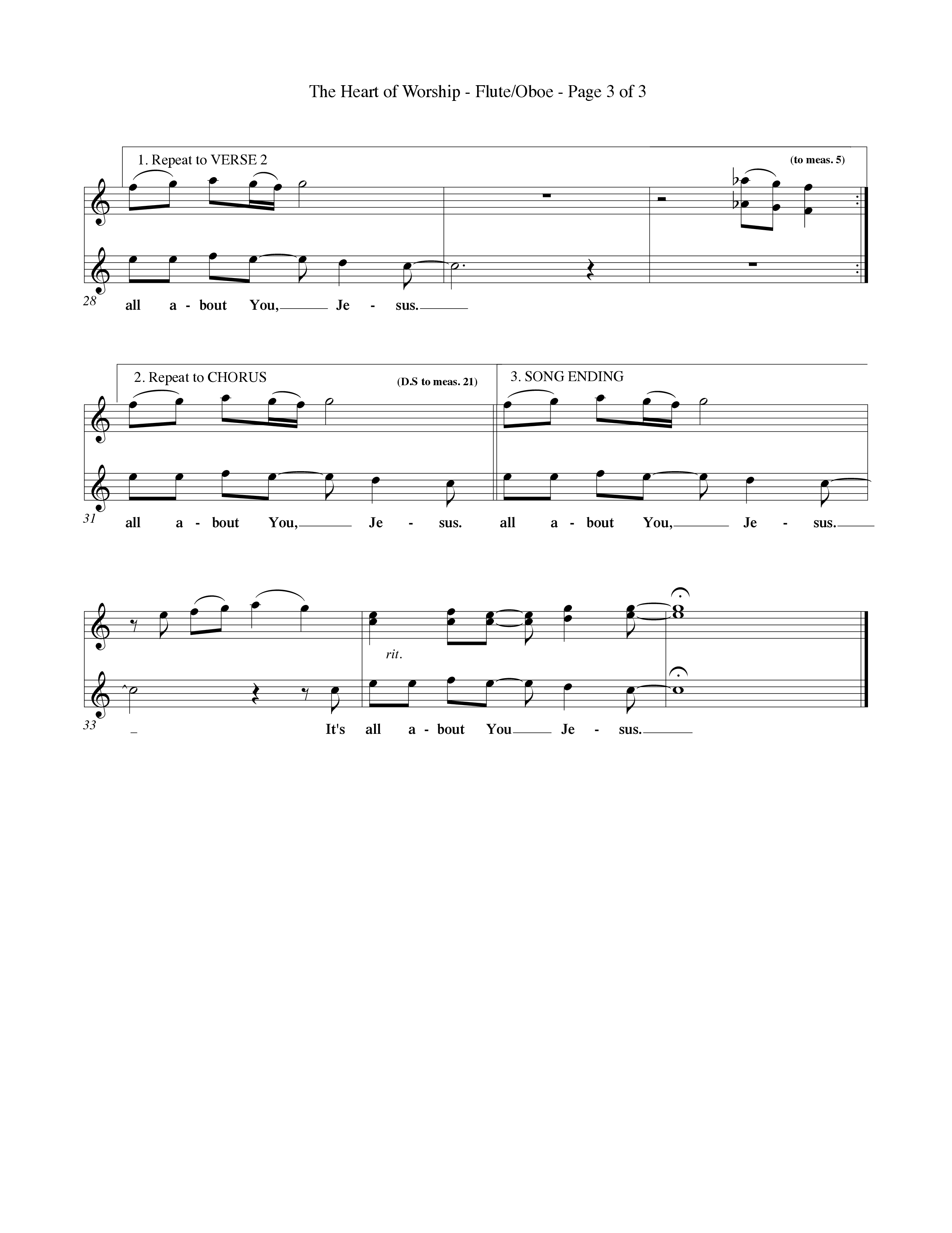 The Heart Of Worship (Choral Anthem SATB) Flute/Oboe (Word Music Choral / Orch. Tom Payne)