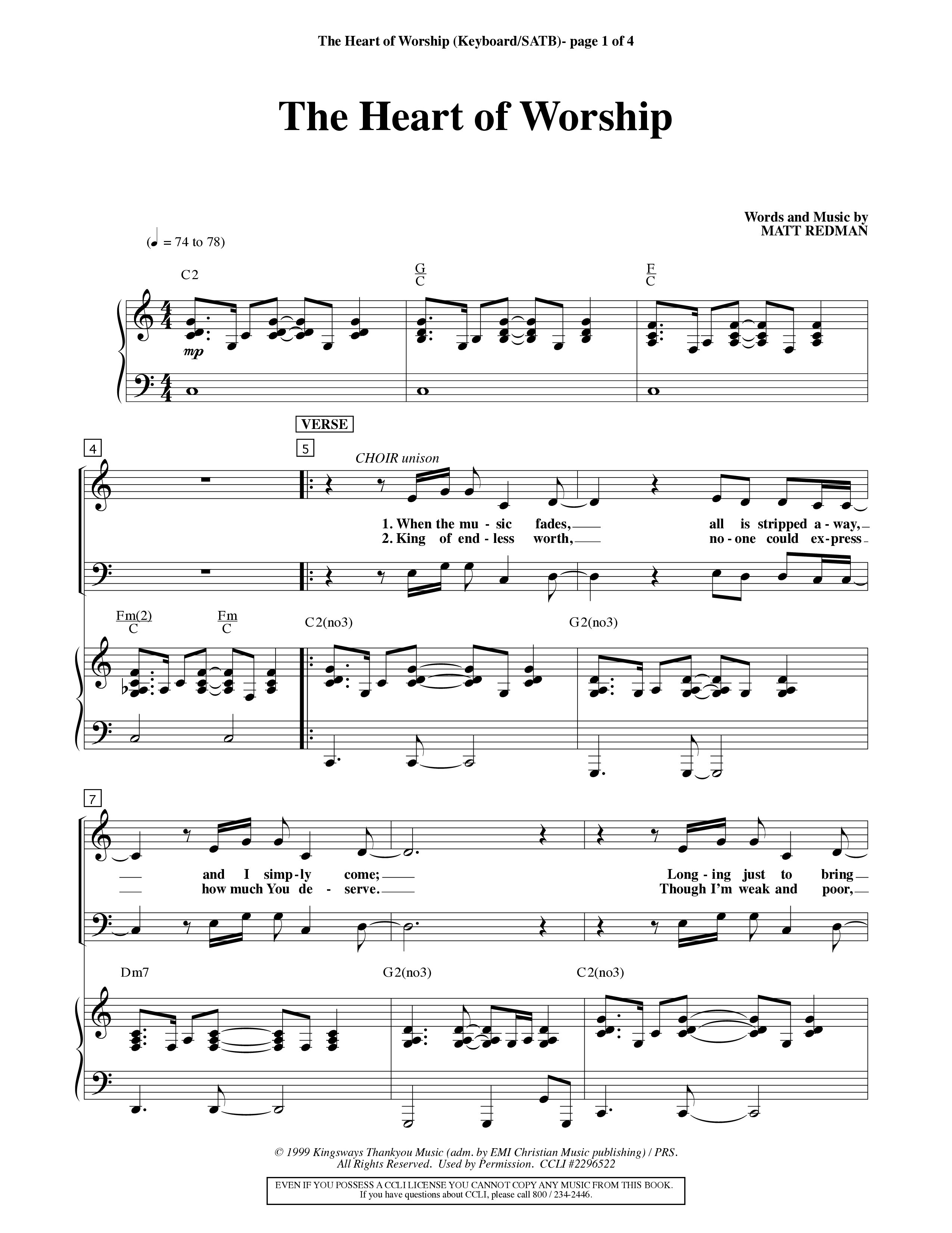 The Heart Of Worship (Choral Anthem SATB) Keyboard/Vocal (SATB) (Word Music Choral / Orch. Tom Payne)
