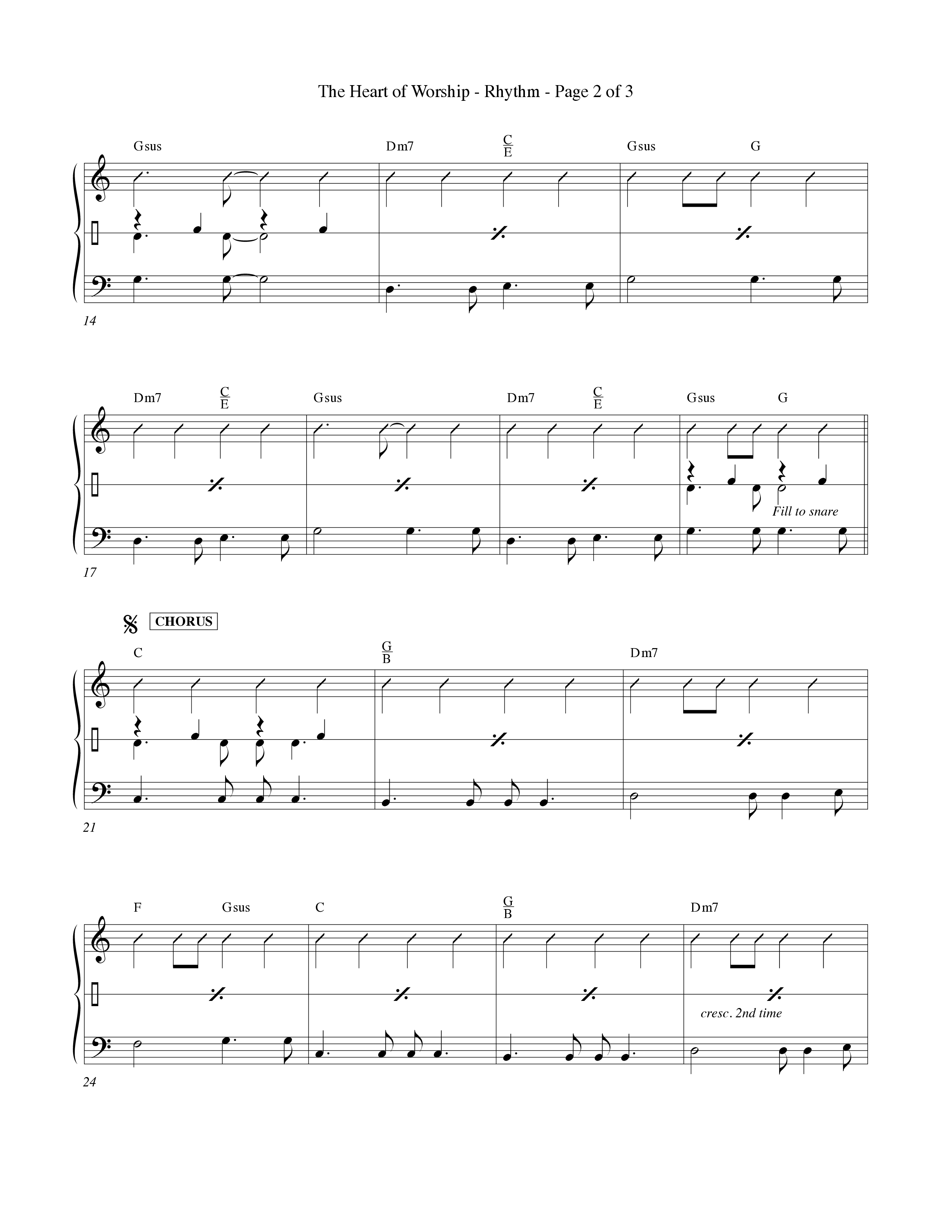 The Heart Of Worship (Choral Anthem SATB) Rhythm Chart (Word Music Choral / Orch. Tom Payne)