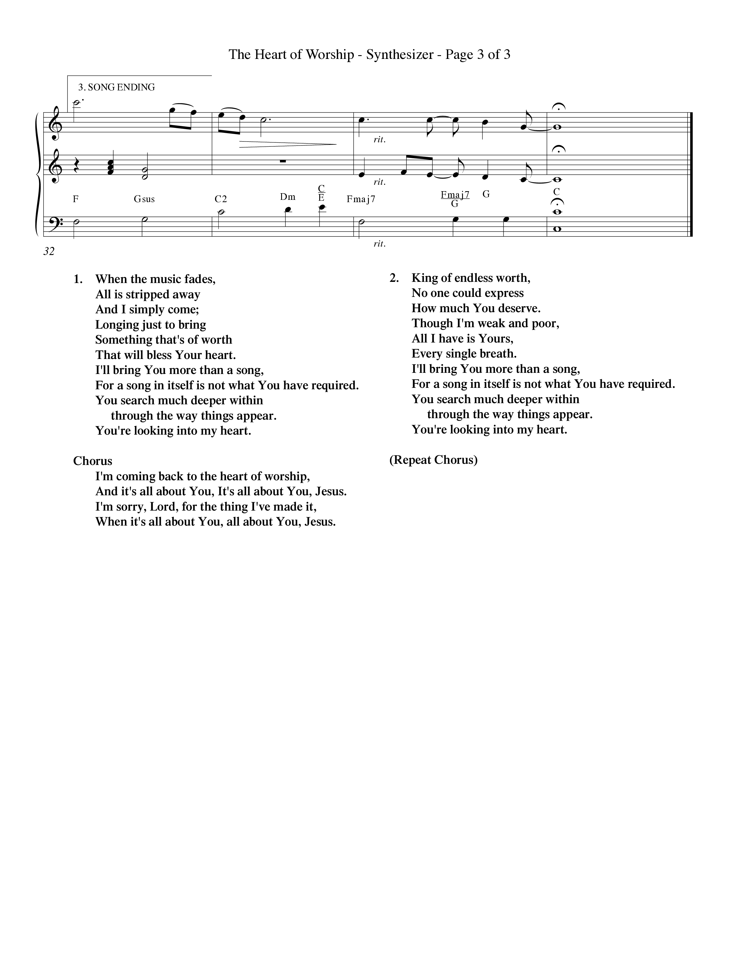 The Heart Of Worship (Choral Anthem SATB) Synth (Word Music Choral / Orch. Tom Payne)