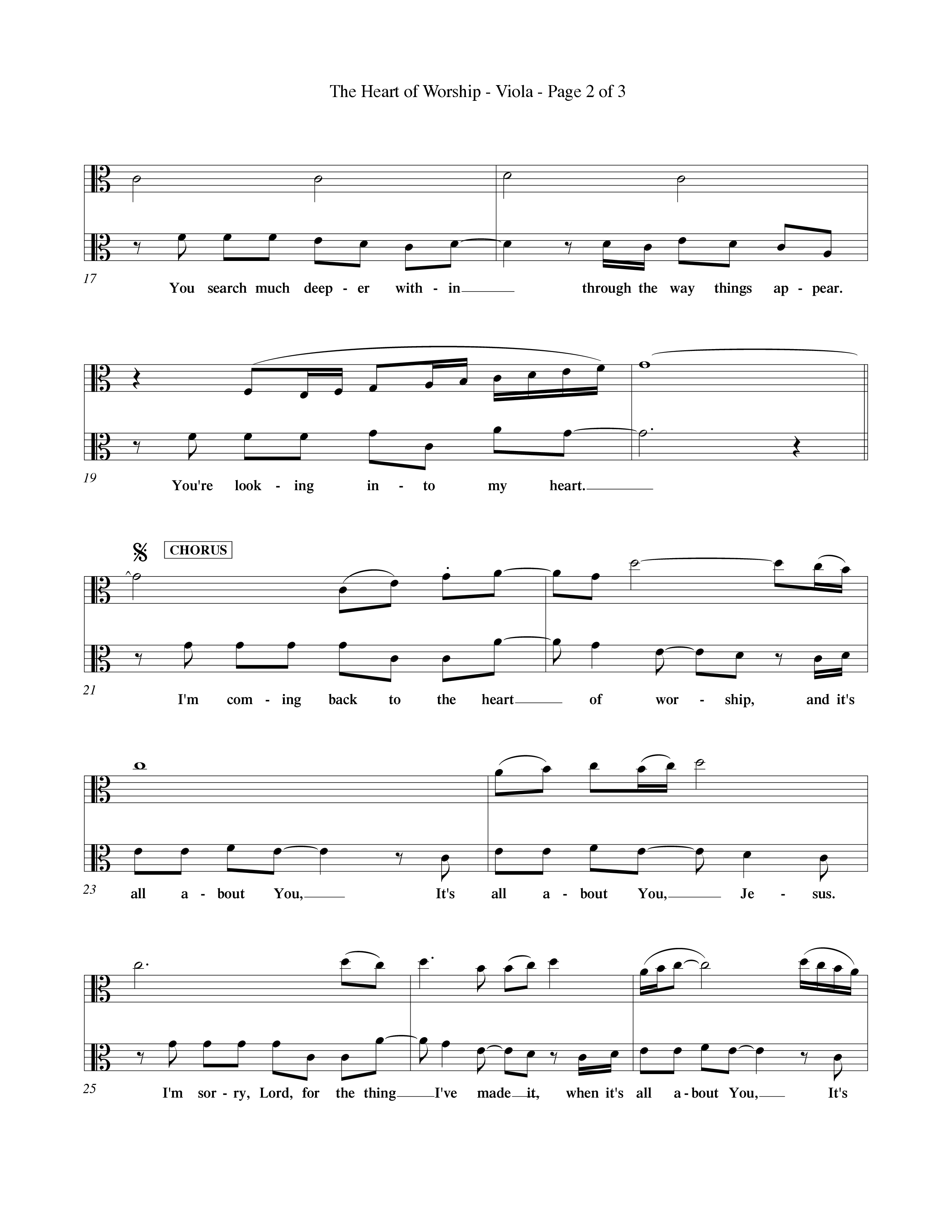 The Heart Of Worship (Choral Anthem SATB) Viola (Word Music Choral / Orch. Tom Payne)