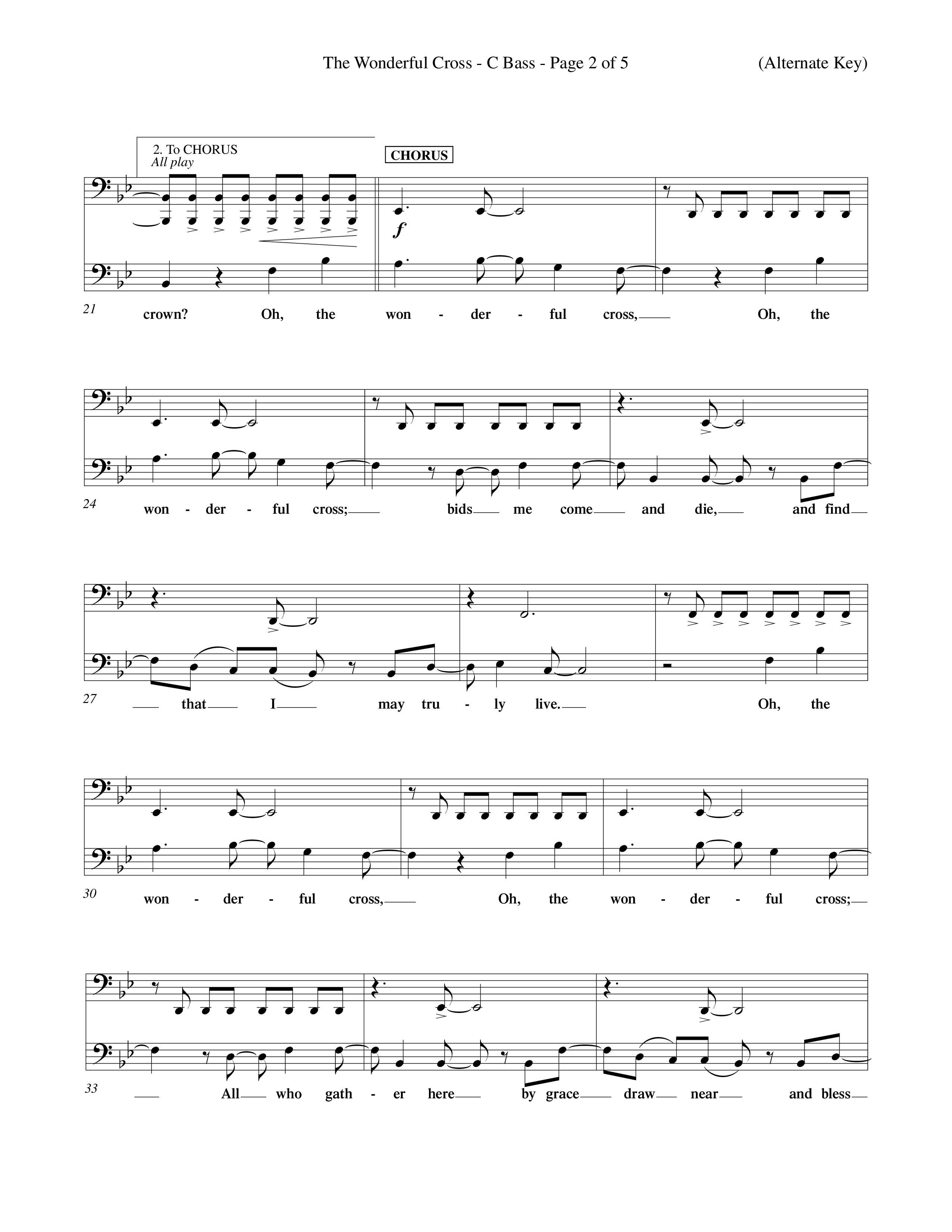 The Wonderful Cross (Choral Anthem SATB) Contrabass (Word Music Choral / Orch. Billy Payne)