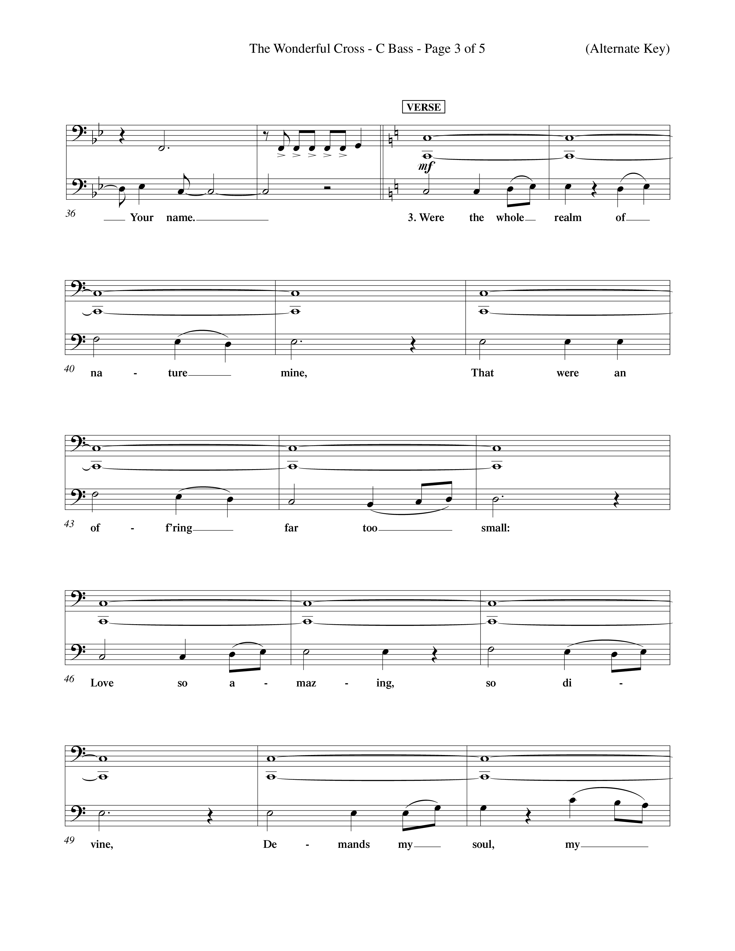 The Wonderful Cross (Choral Anthem SATB) Contrabass (Word Music Choral / Orch. Billy Payne)