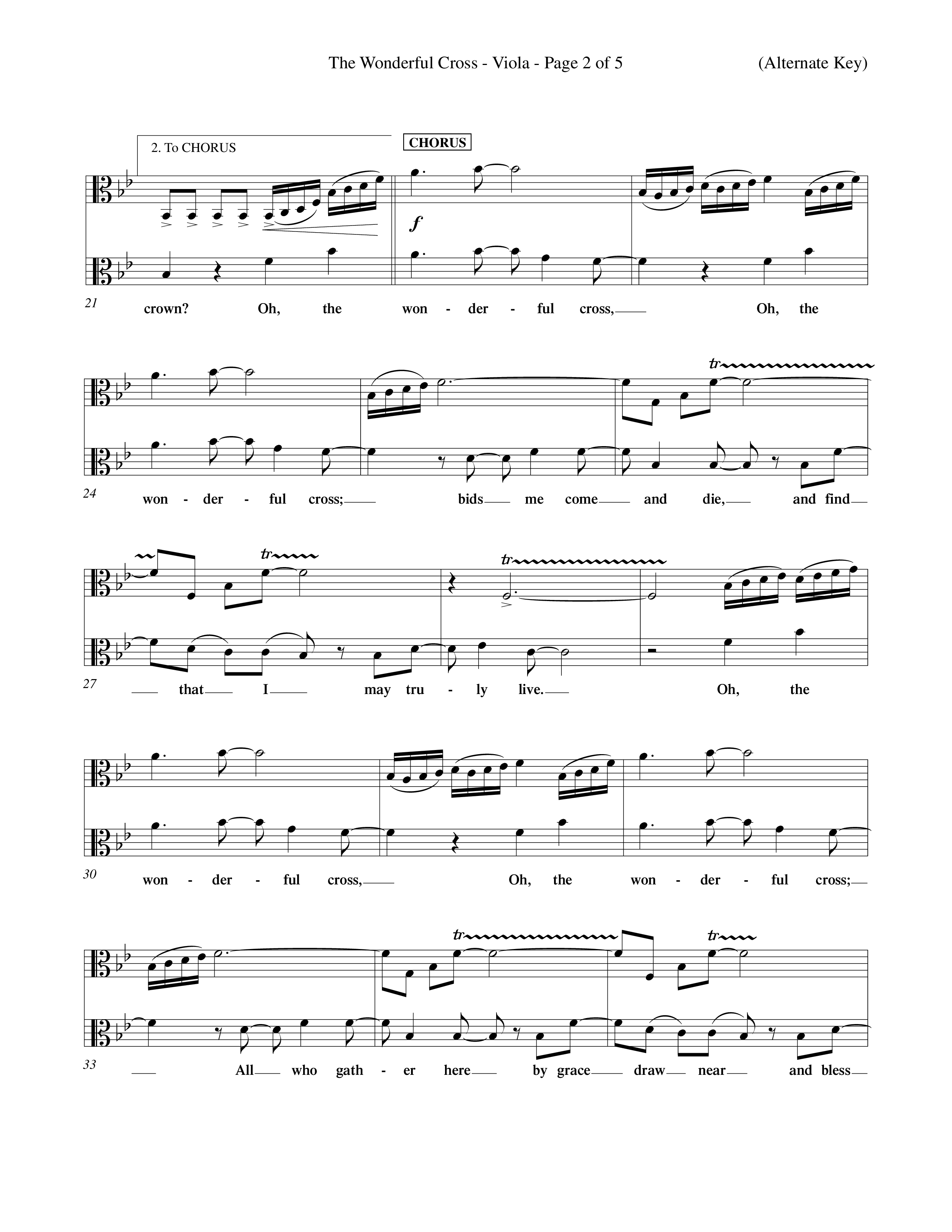 The Wonderful Cross (Choral Anthem SATB) Viola (Word Music Choral / Orch. Billy Payne)