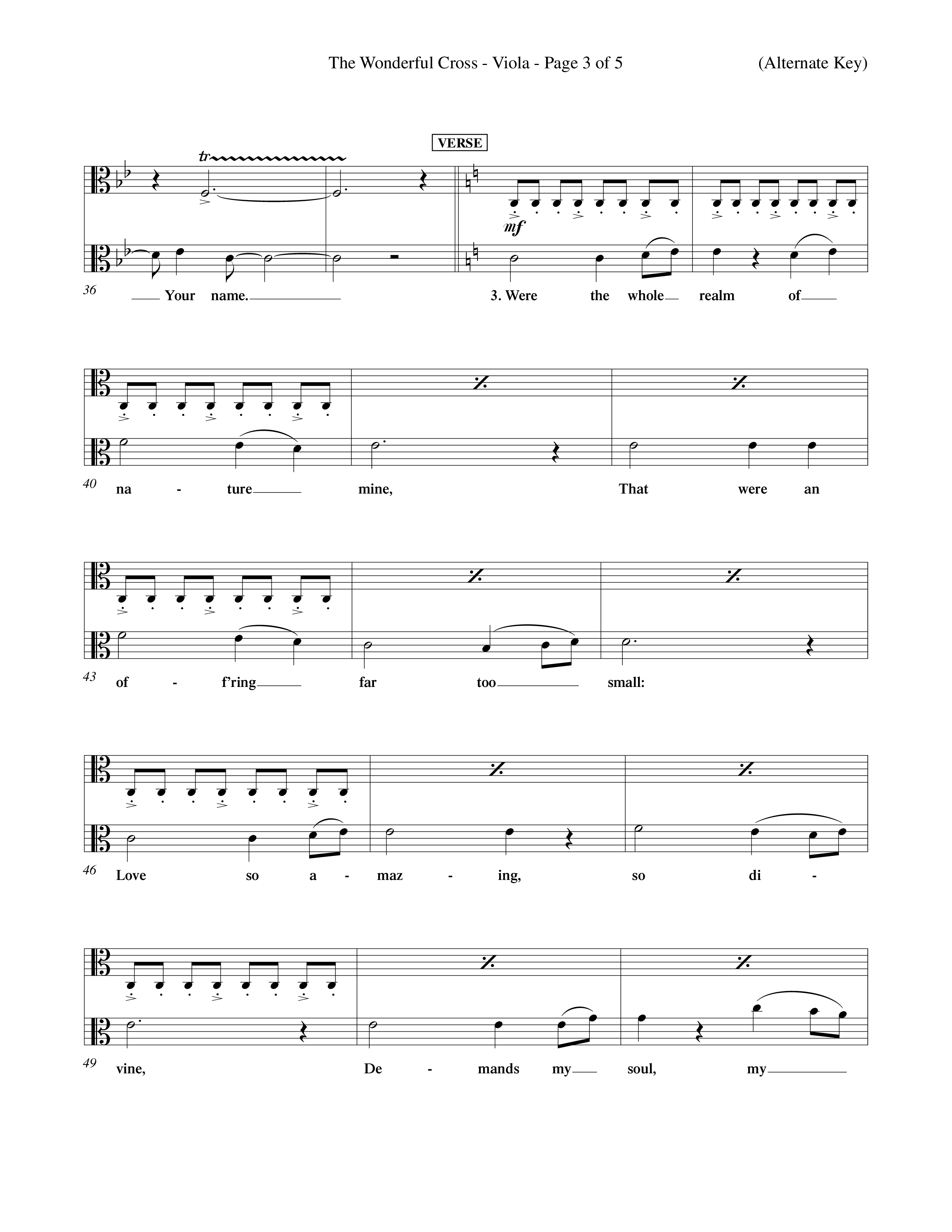 The Wonderful Cross (Choral Anthem SATB) Viola (Word Music Choral / Orch. Billy Payne)
