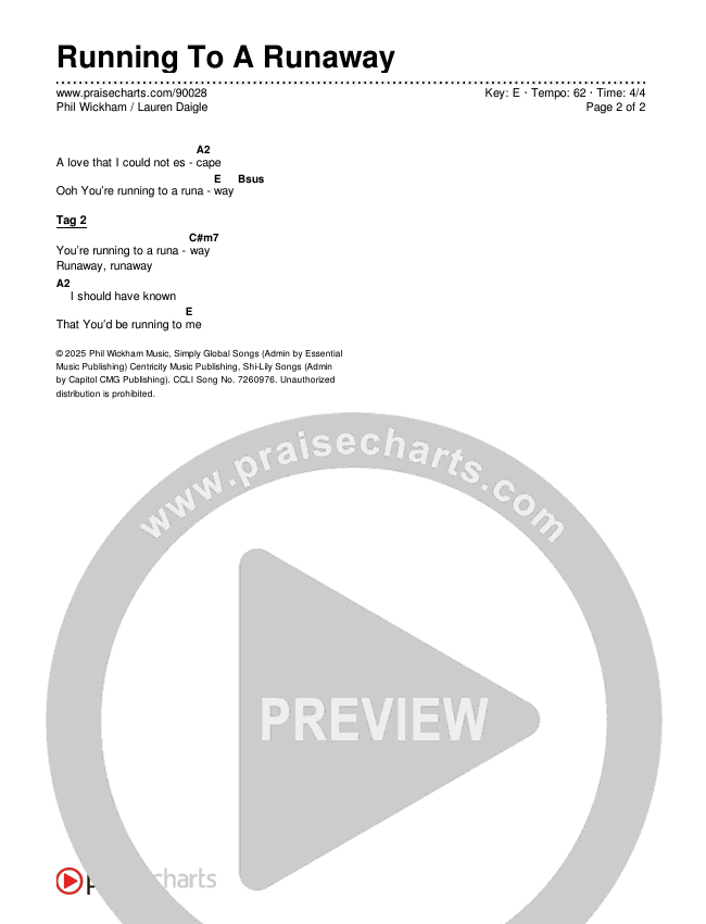 Running To A Runaway Chords & Lyrics (Phil Wickham / Lauren Daigle)
