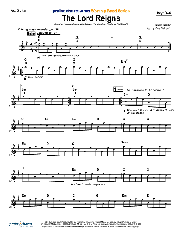 The Lord Reigns Acoustic Guitar (Gateway Worship)