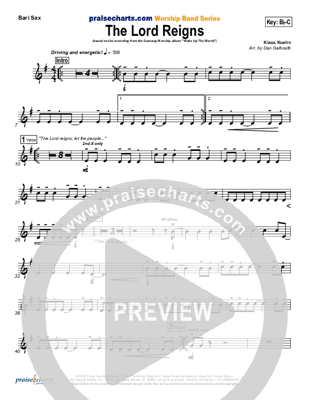 The Lord Reigns Bari Sax (Gateway Worship)