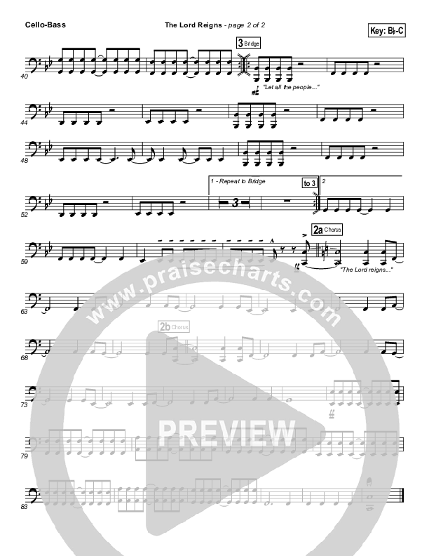 The Lord Reigns Cello/Bass (Gateway Worship)