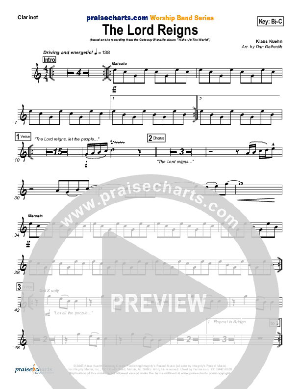 The Lord Reigns Clarinet (Gateway Worship)