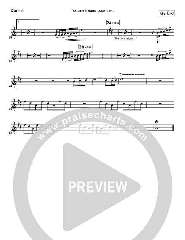 The Lord Reigns Clarinet (Gateway Worship)