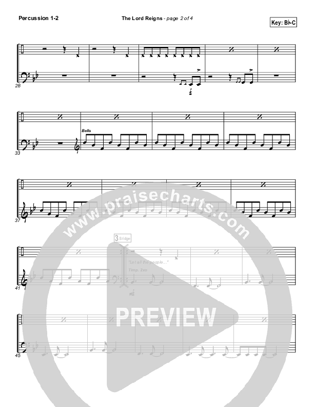 The Lord Reigns Percussion 1/2 (Gateway Worship)