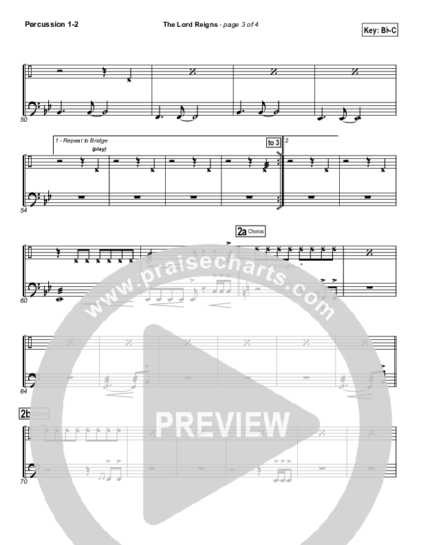 The Lord Reigns Percussion 1/2 (Gateway Worship)