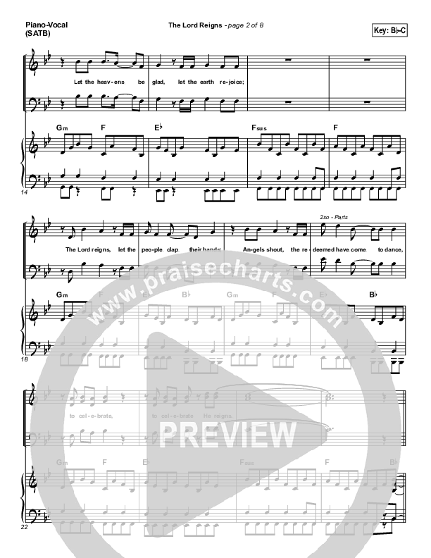 The Lord Reigns Piano/Vocal (Gateway Worship)