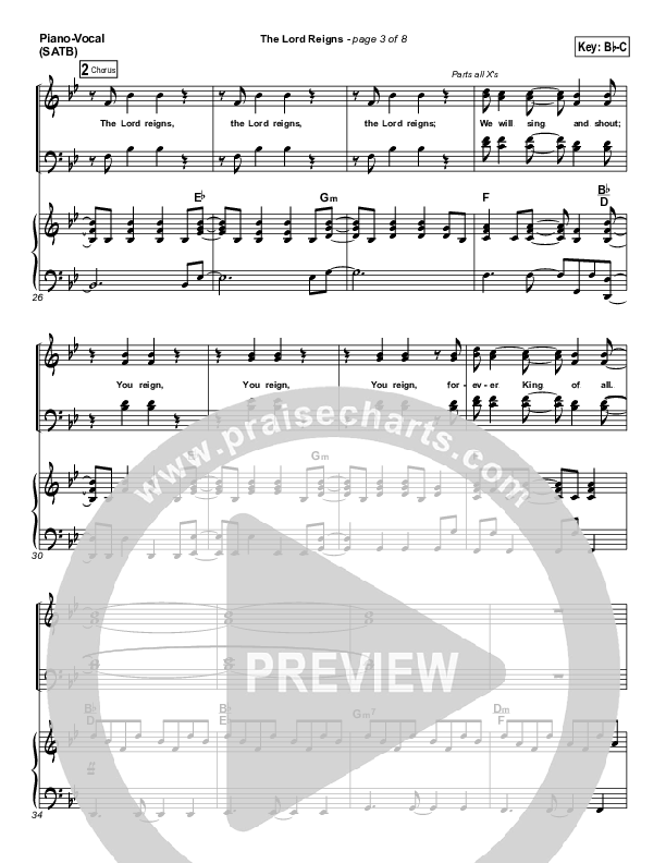 The Lord Reigns Piano/Vocal (SATB) (Gateway Worship)