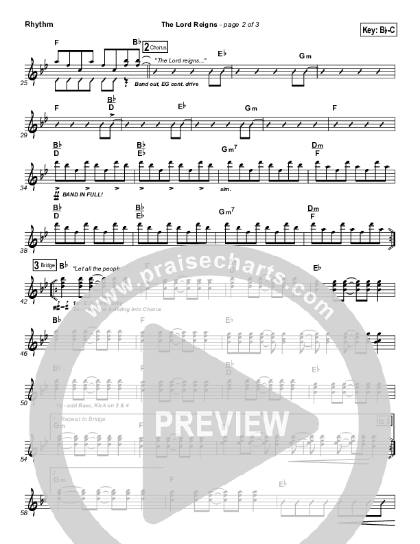 The Lord Reigns Rhythm Chart (Gateway Worship)