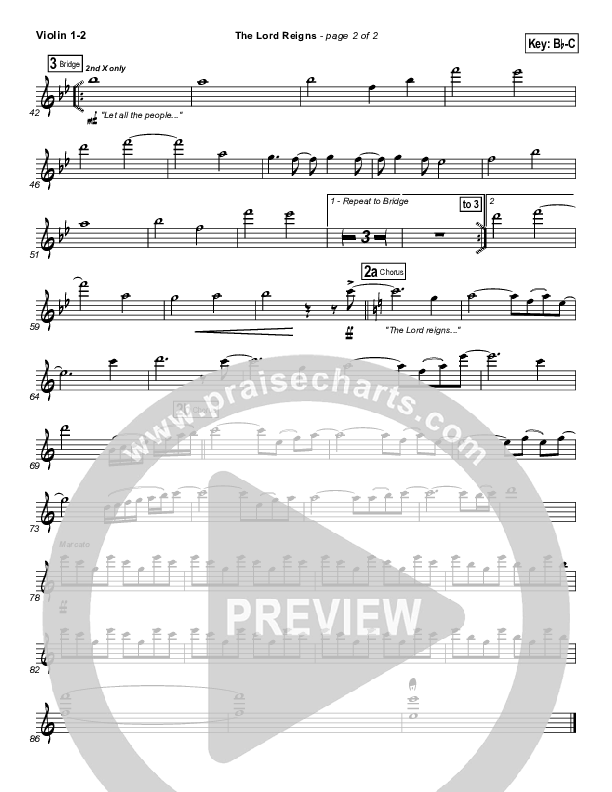 The Lord Reigns Violin 1/2 (Gateway Worship)