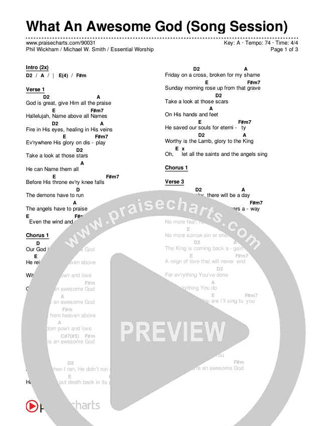 What An Awesome God (Song Session) Chords & Lyrics (Phil Wickham / Michael W. Smith / Essential Worship)