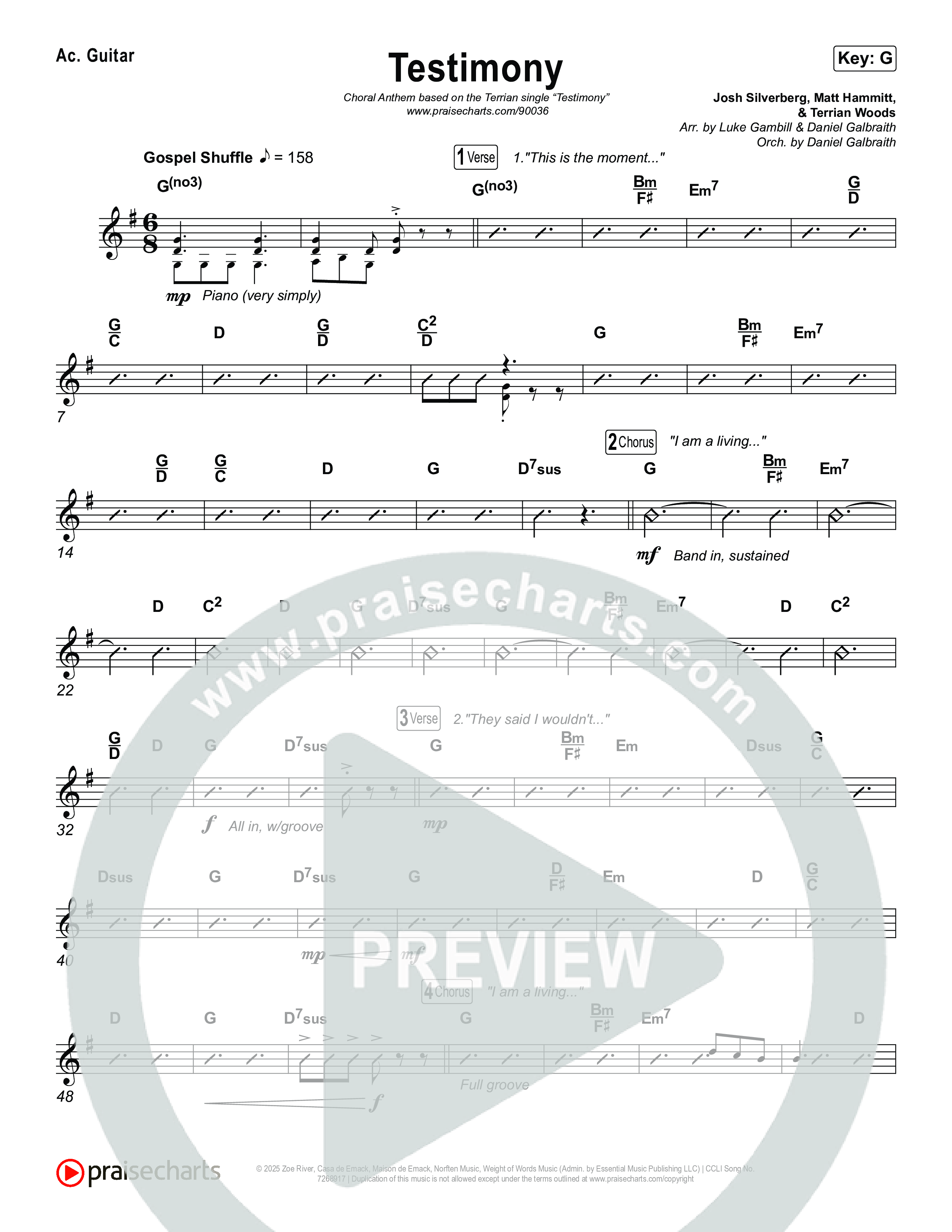 Testimony (Choral Anthem SATB) Acoustic Guitar (Terrian / Arr. Luke Gambill)