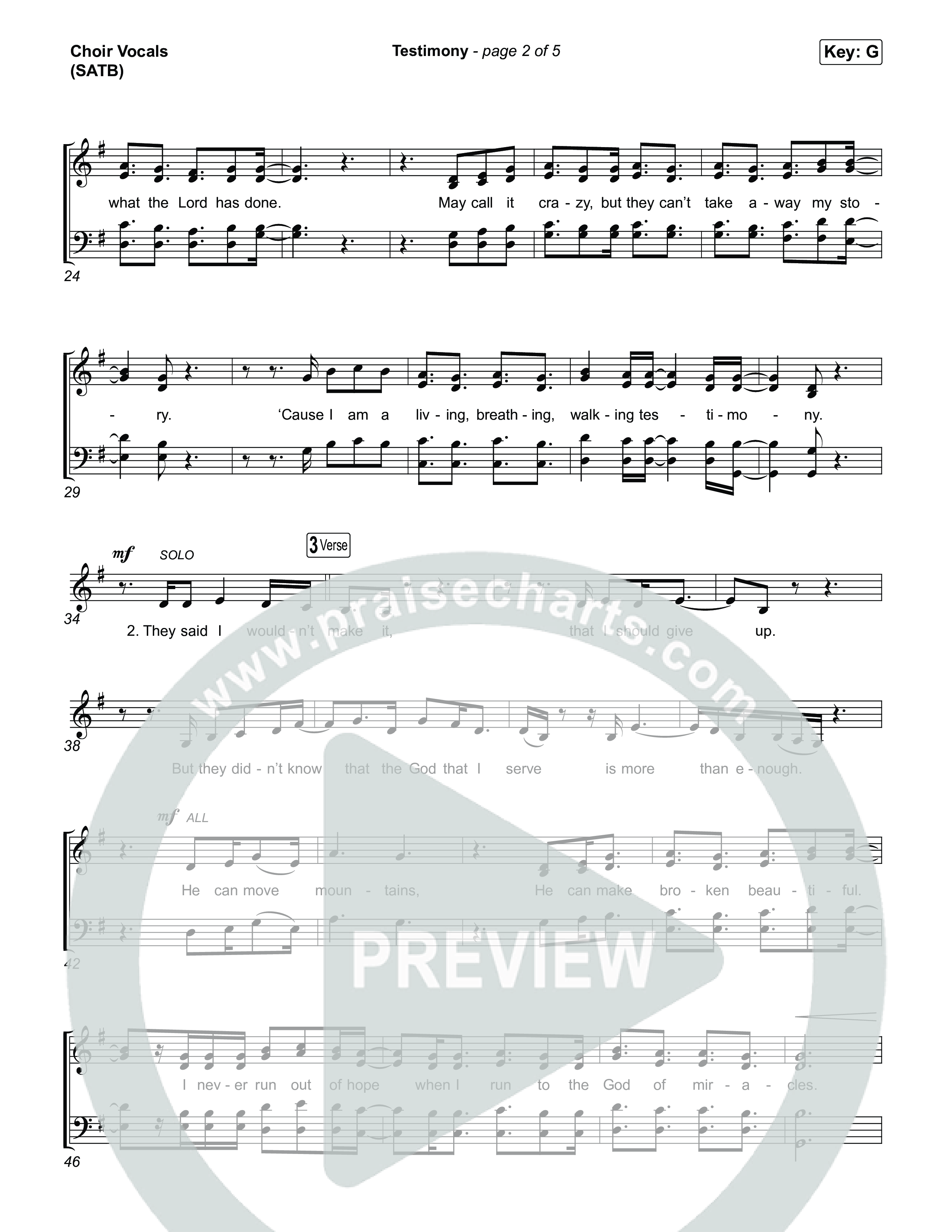 Testimony (Choral Anthem SATB) Choir Sheet (SATB) (Terrian / Arr. Luke Gambill)