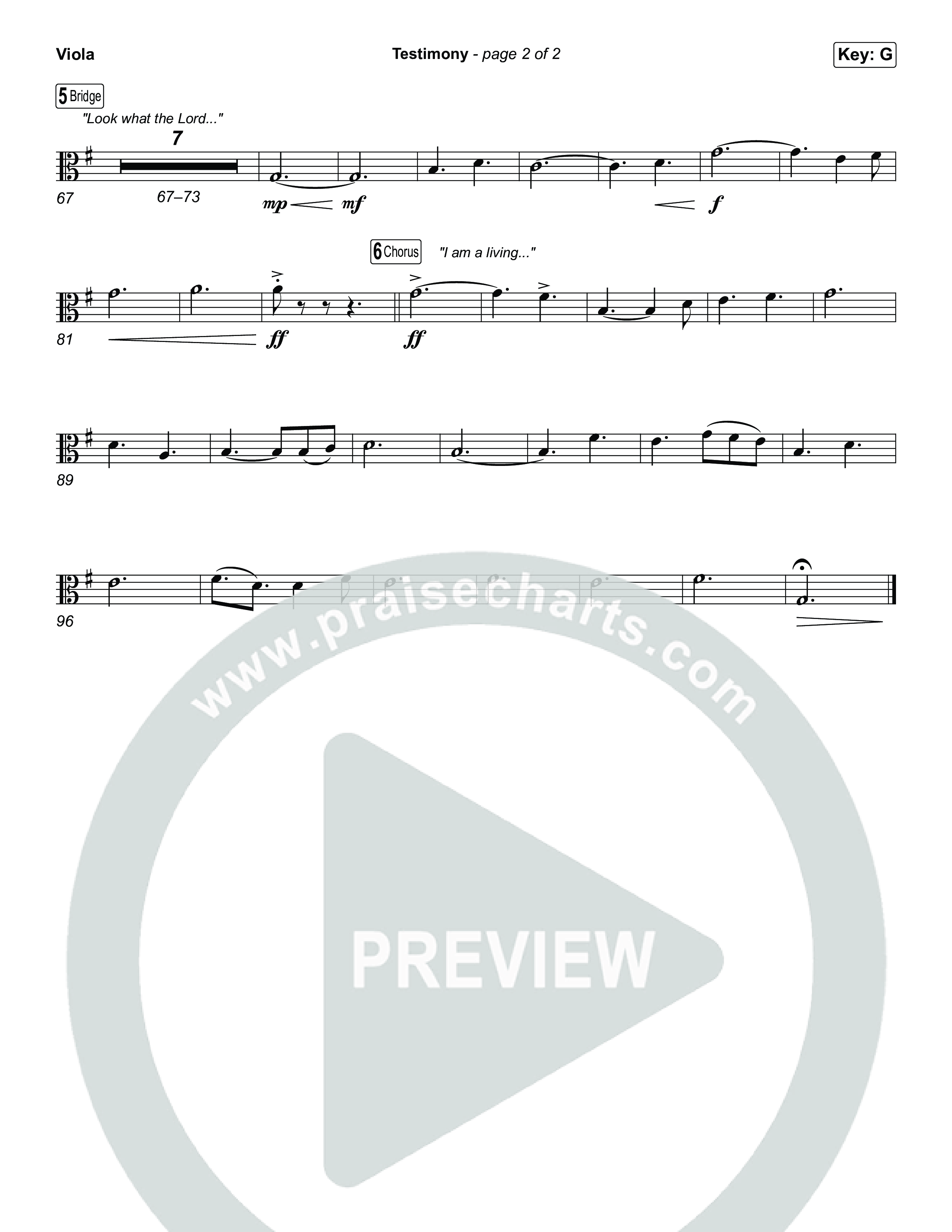 Testimony (Choral Anthem SATB) Viola (Terrian / Arr. Luke Gambill)