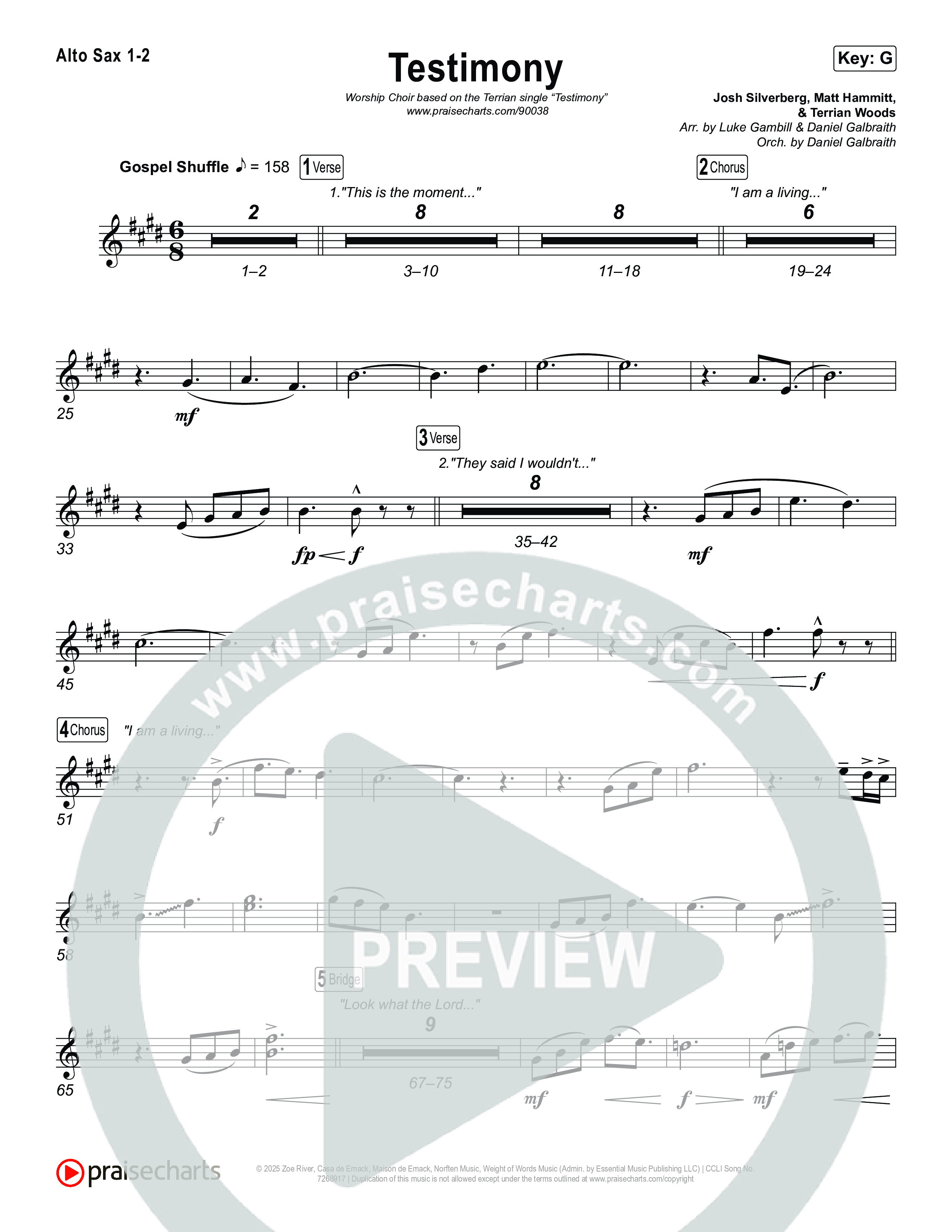 Testimony (Worship Choir/SAB) Sax Pack (Terrian / Arr. Luke Gambill)