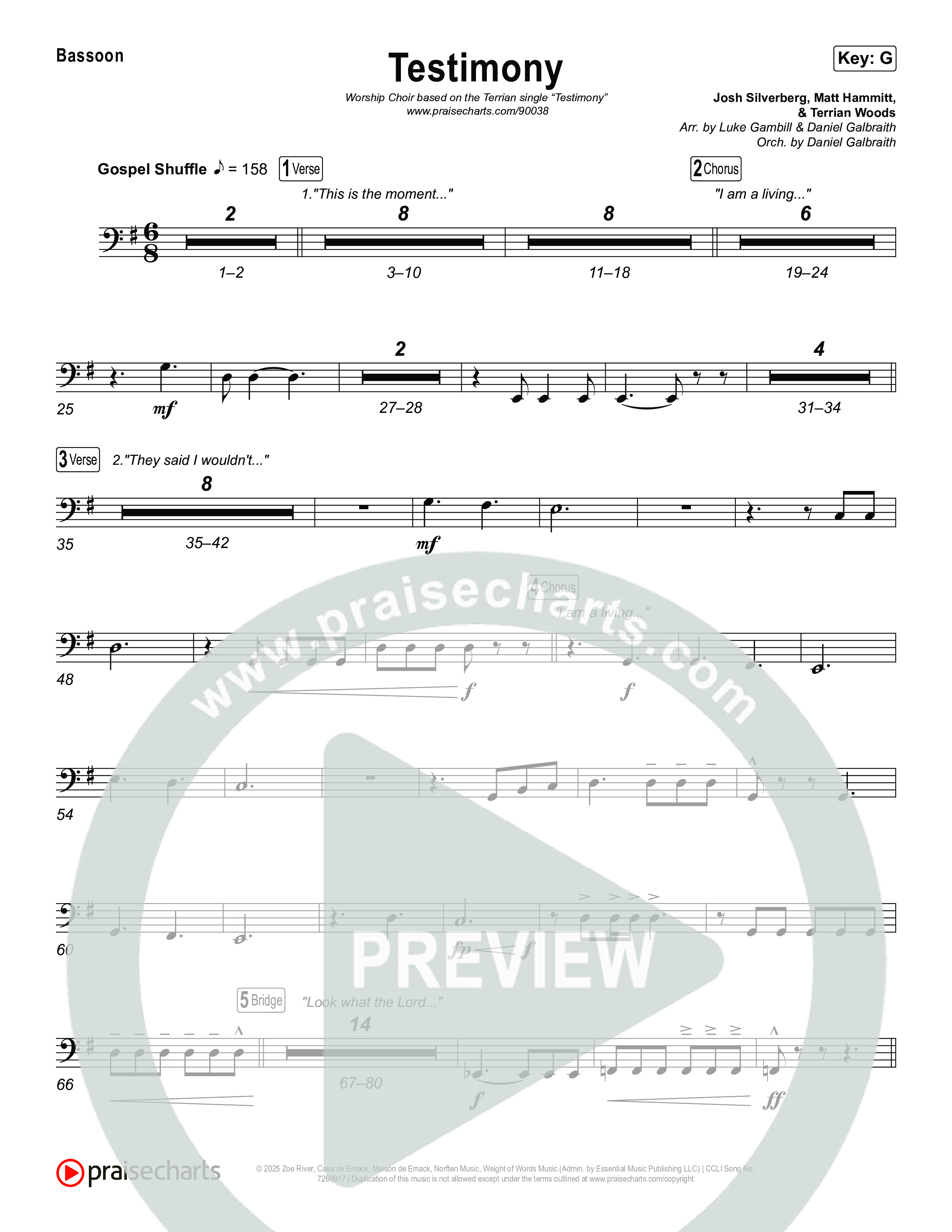 Testimony (Worship Choir/SAB) Bassoon (Terrian / Arr. Luke Gambill)