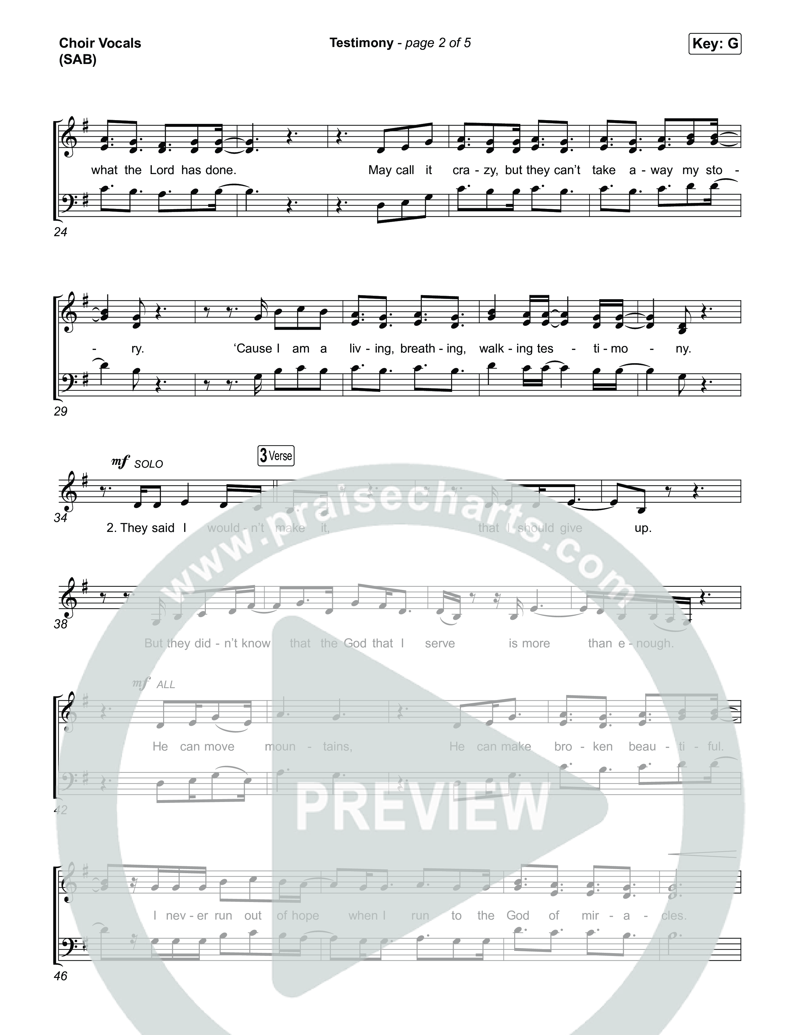 Testimony (Worship Choir/SAB) Choir Sheet (SAB) (Terrian / Arr. Luke Gambill)