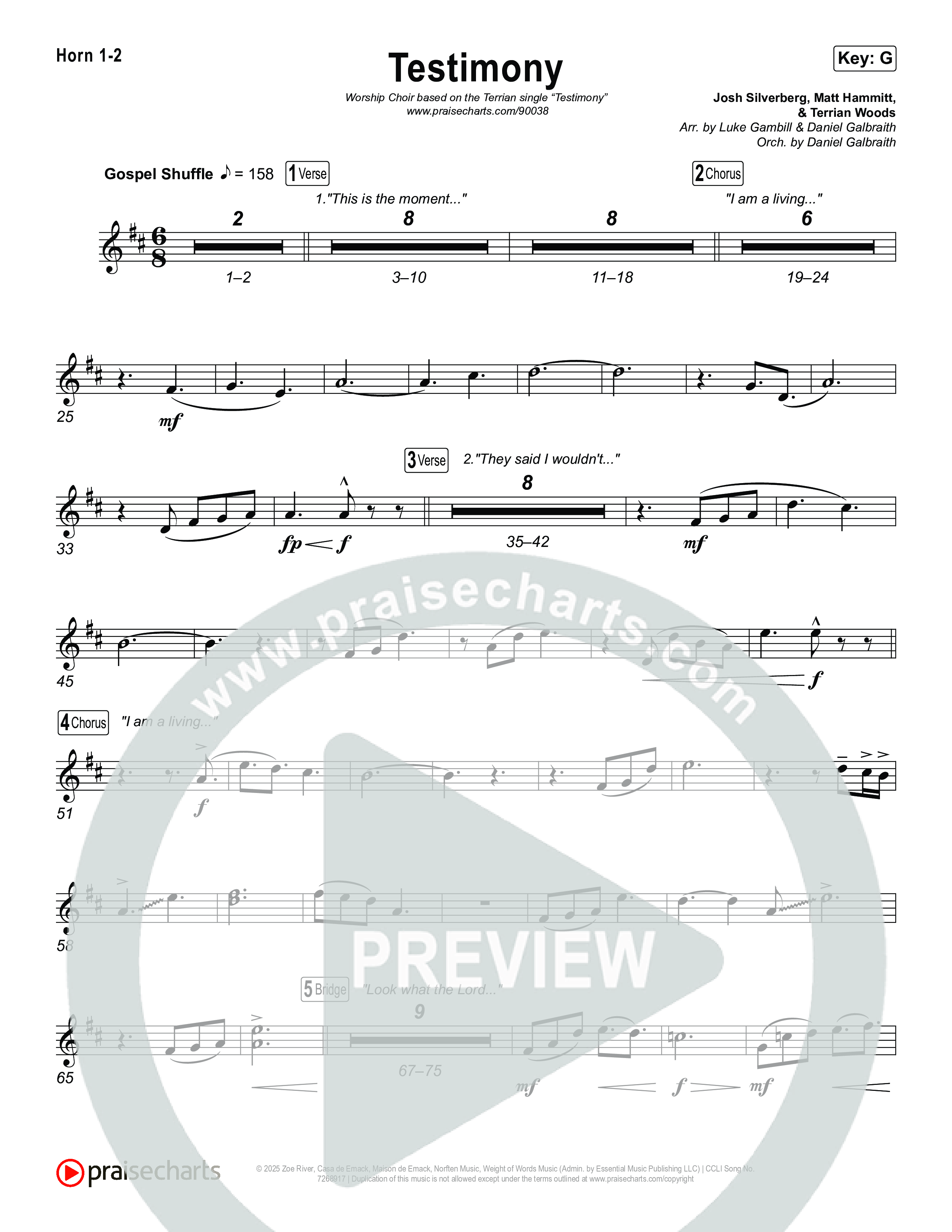 Testimony (Worship Choir/SAB) Brass Pack (Terrian / Arr. Luke Gambill)