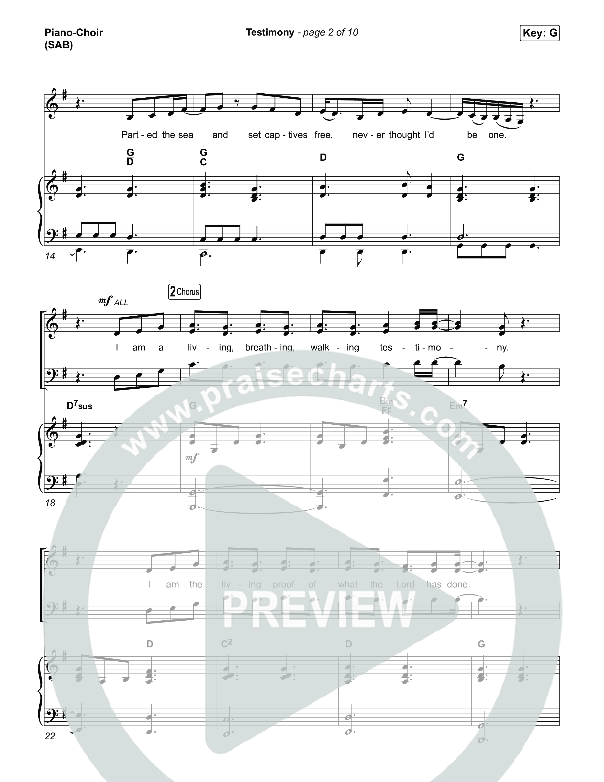 Testimony (Worship Choir/SAB) Piano/Choir (SAB) (Terrian / Arr. Luke Gambill)