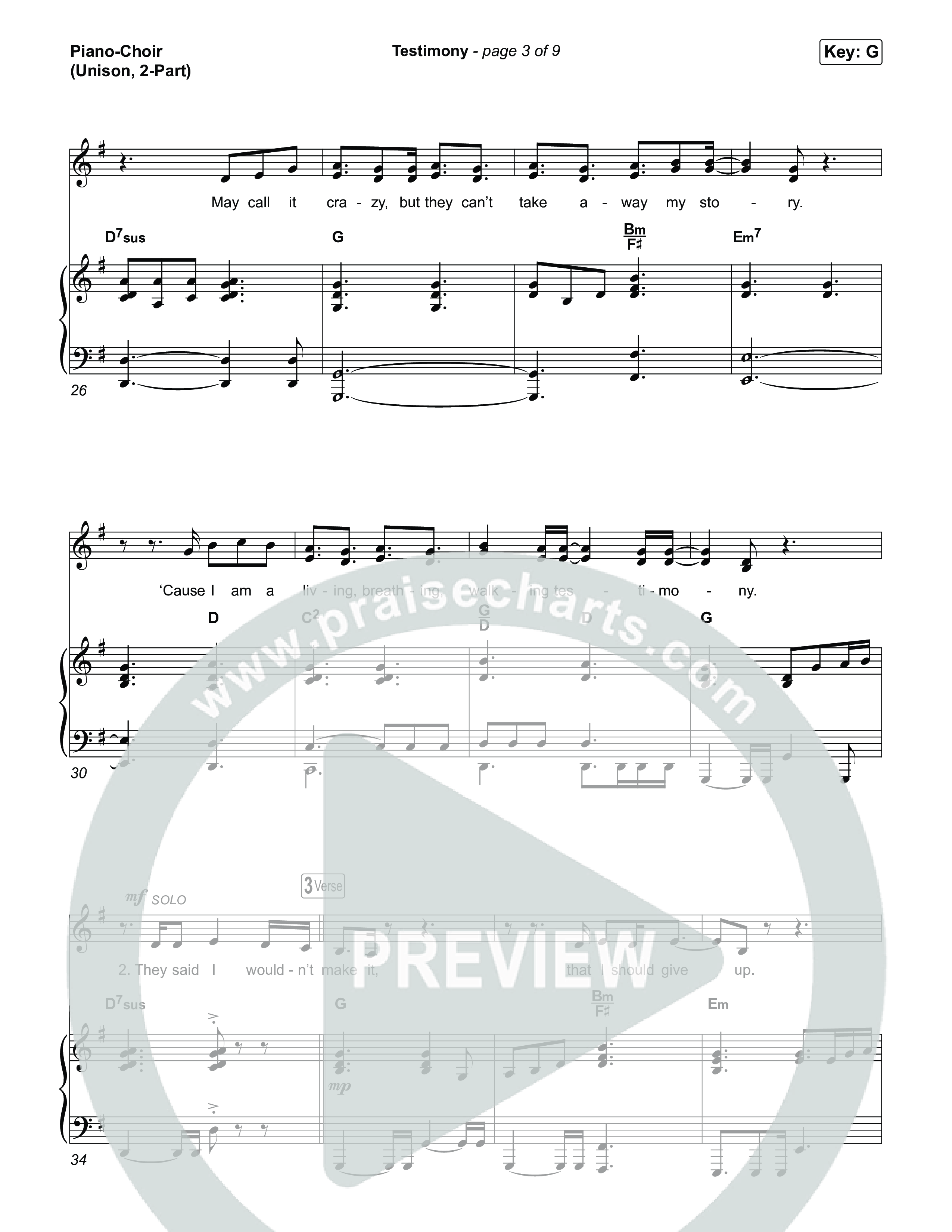 Testimony (Unison/2-Part) Piano/Choir  (Uni/2-Part) (Terrian / Arr. Luke Gambill)