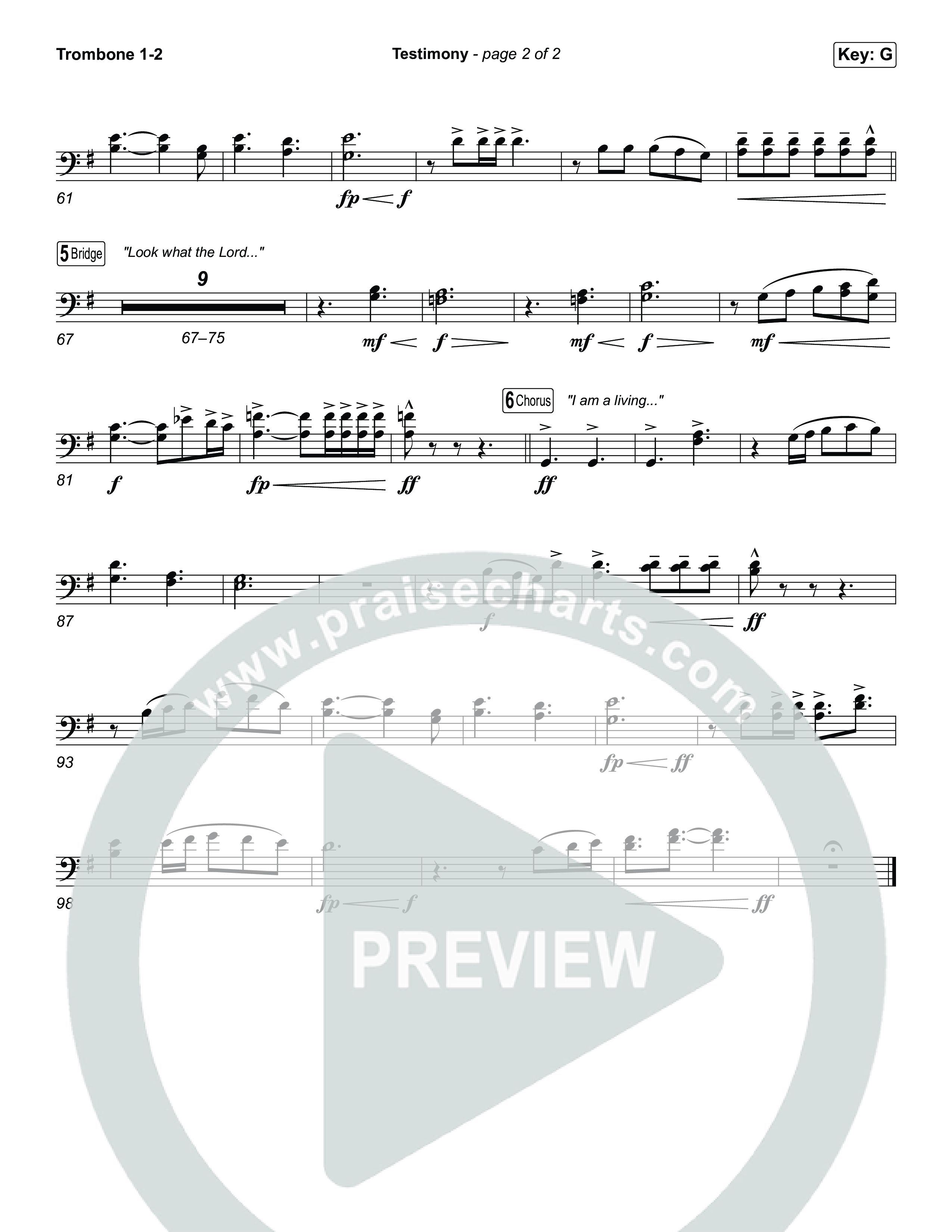 Testimony (Unison/2-Part) Trombone 1/2 (Terrian / Arr. Luke Gambill)