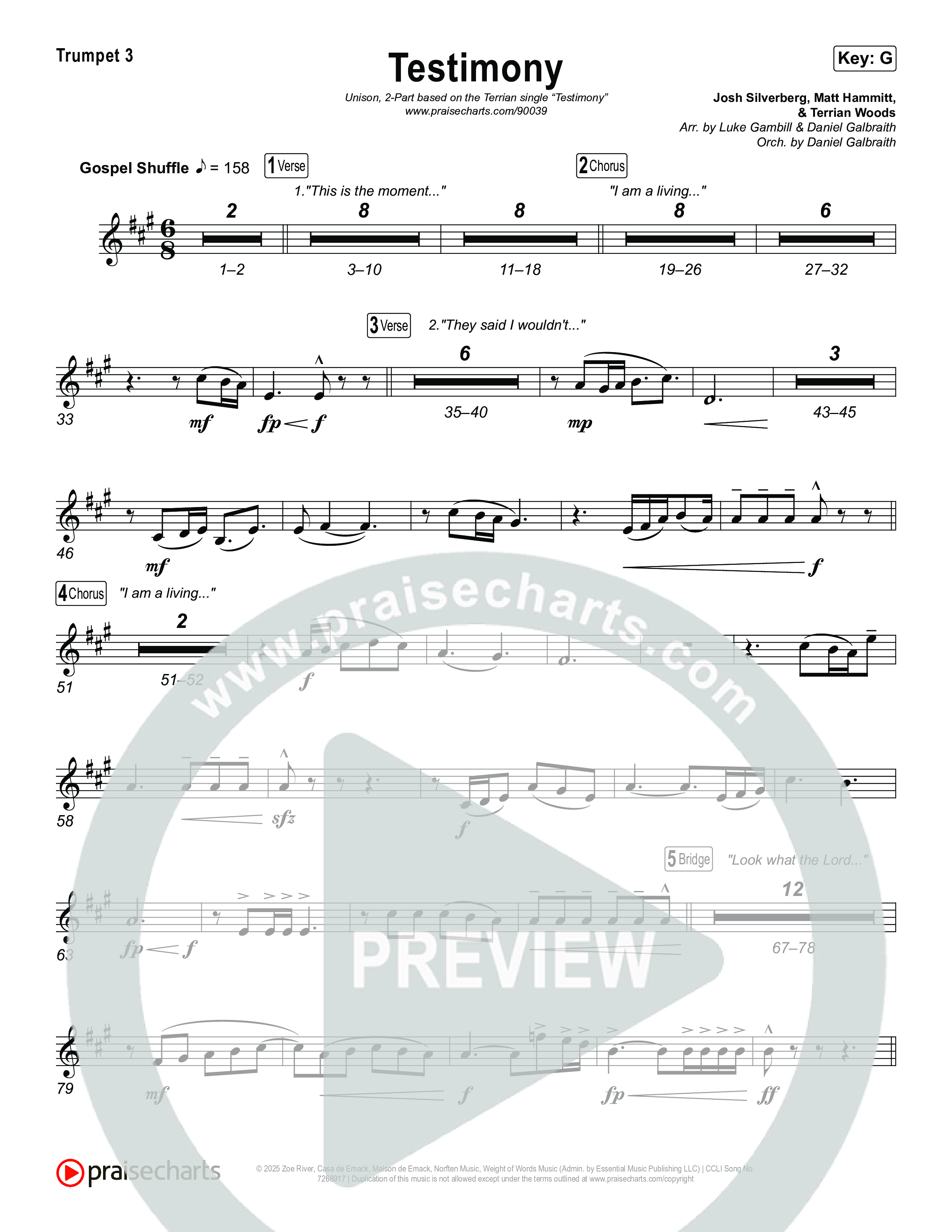 Testimony (Unison/2-Part) Trumpet 3 (Terrian / Arr. Luke Gambill)