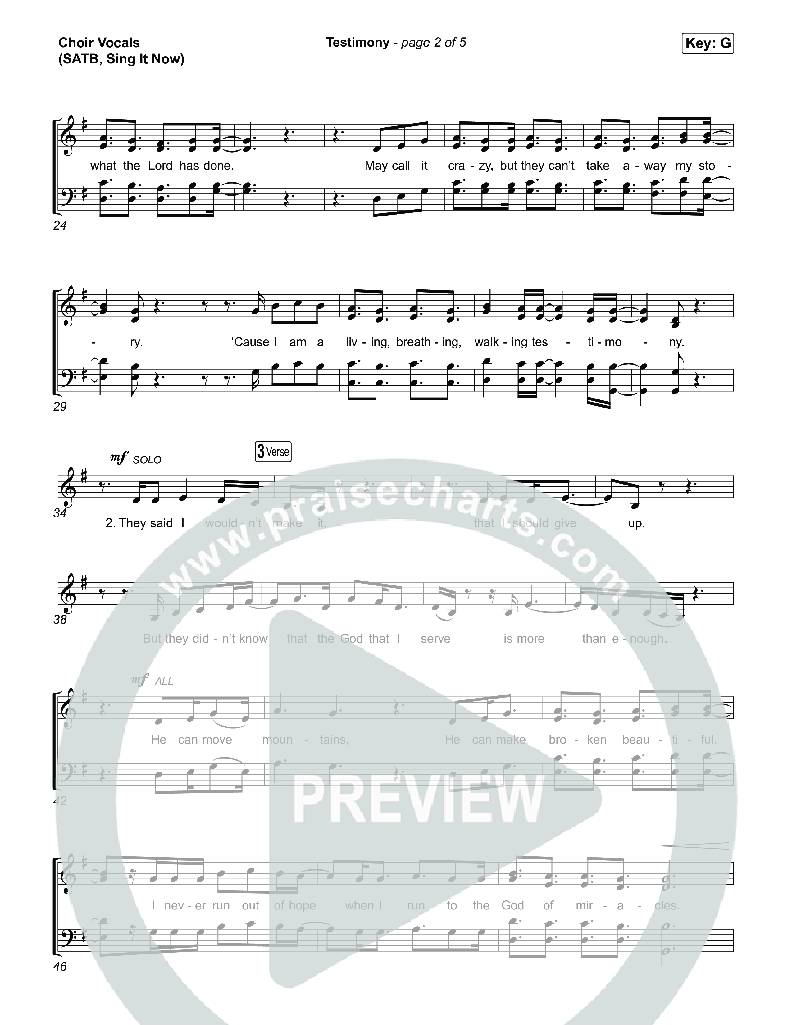 Testimony (Sing It Now) Choir Sheet (SATB) (Terrian / Arr. Luke Gambill)
