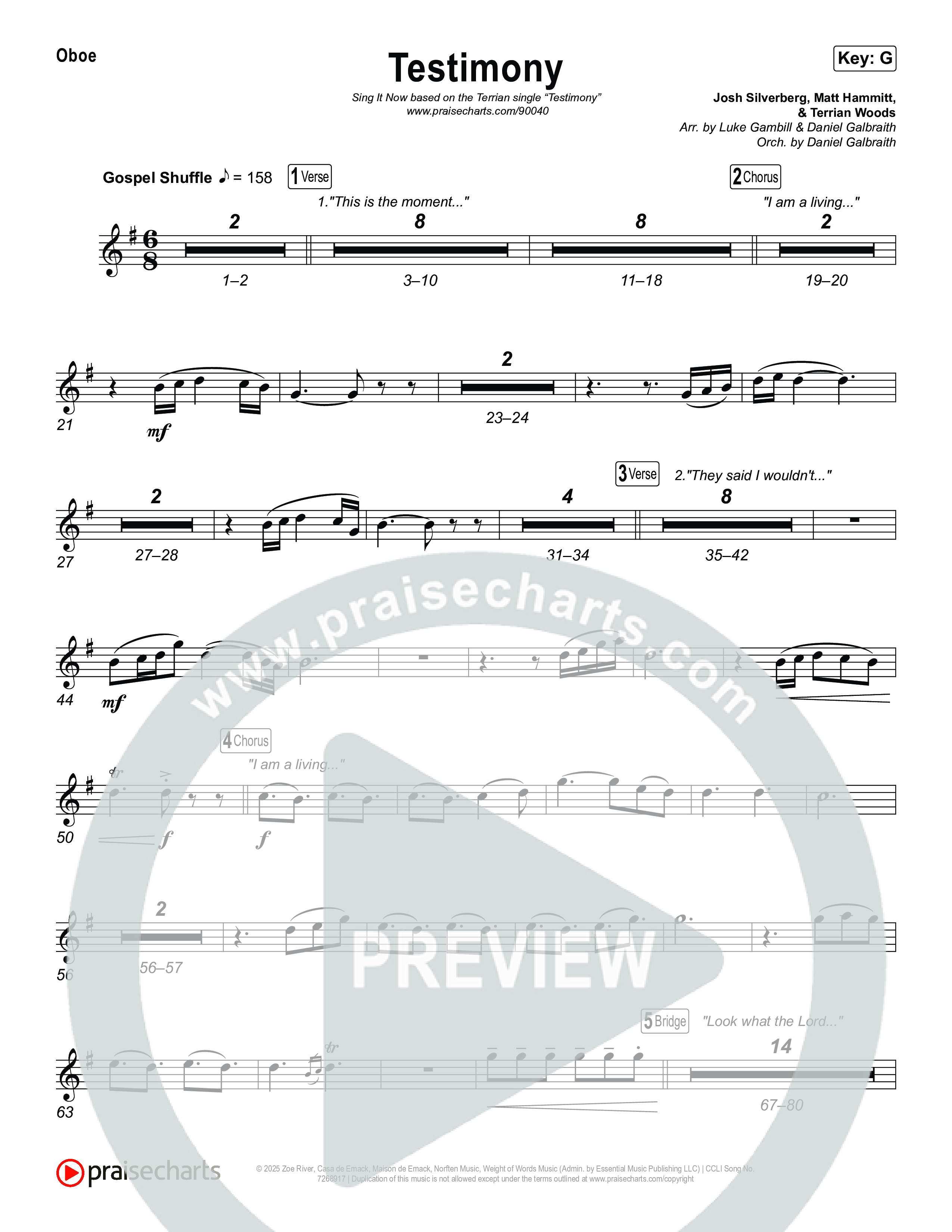 Testimony (Sing It Now) Oboe (Terrian / Arr. Luke Gambill)