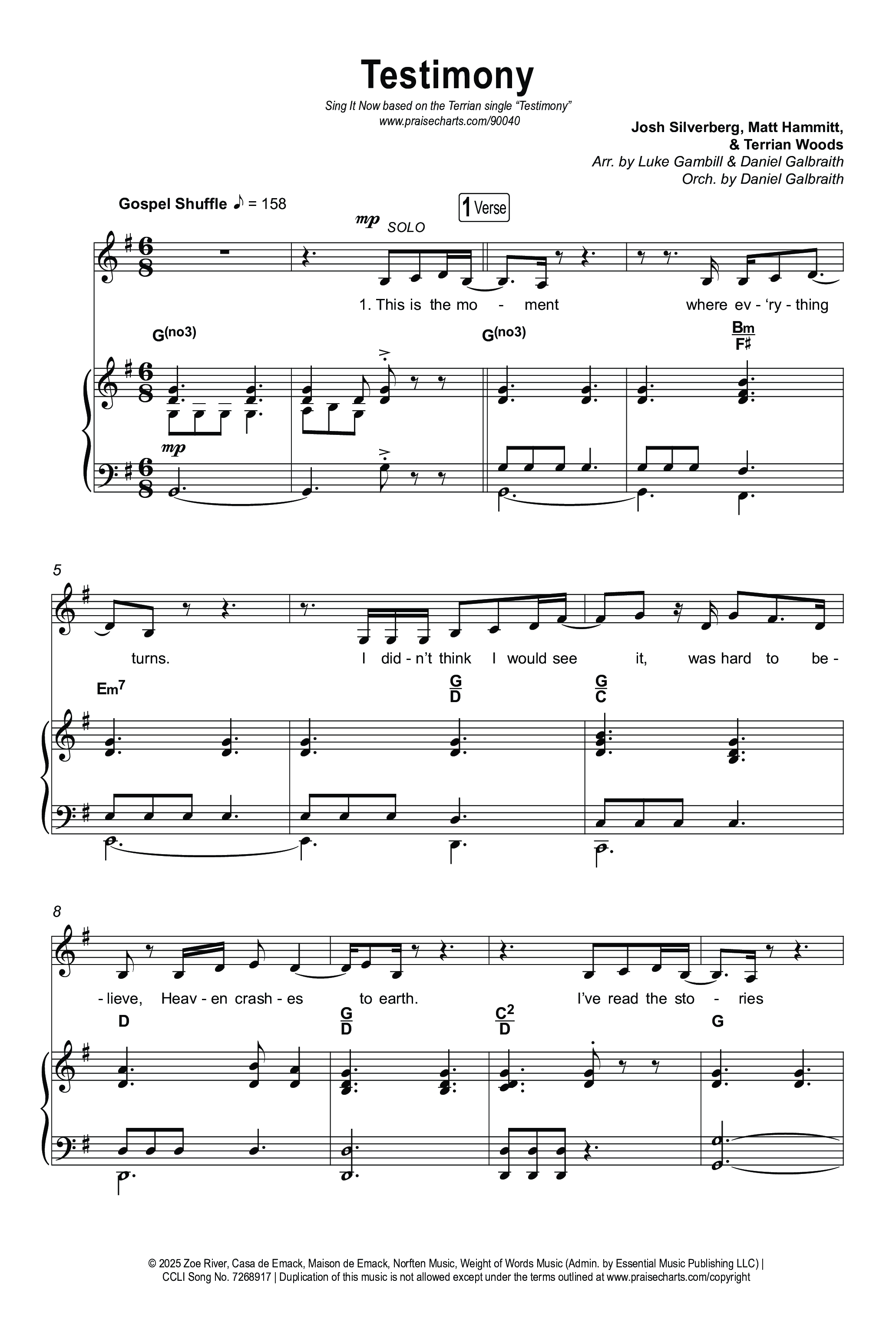 Testimony (Sing It Now) Octavo (SATB & Pno) (Terrian / Arr. Luke Gambill)