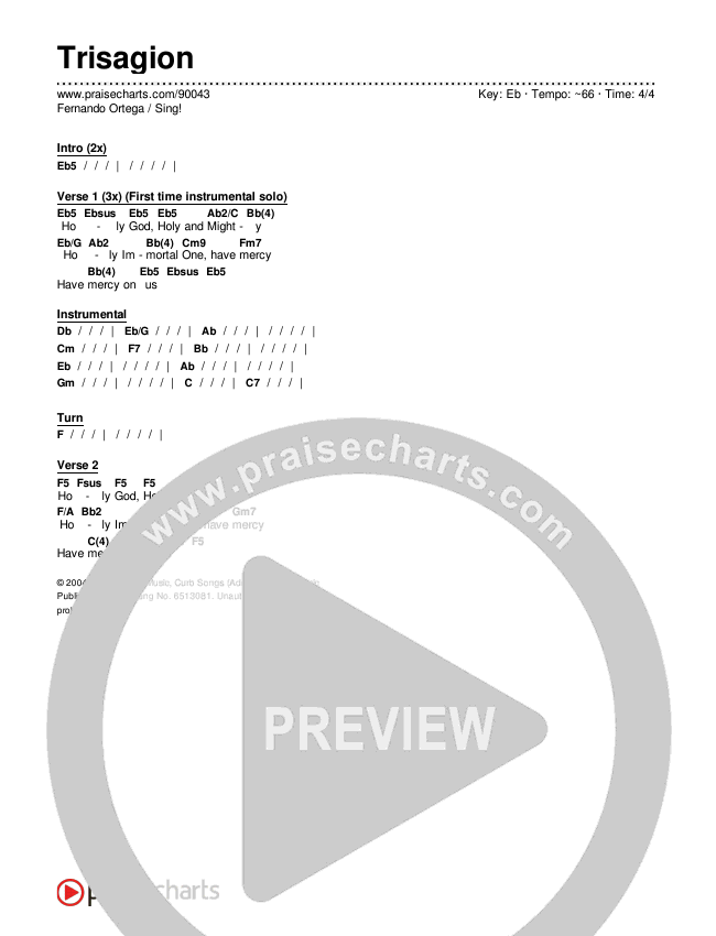 Trisagion Chords & Lyrics (Fernando Ortega / Sing!)