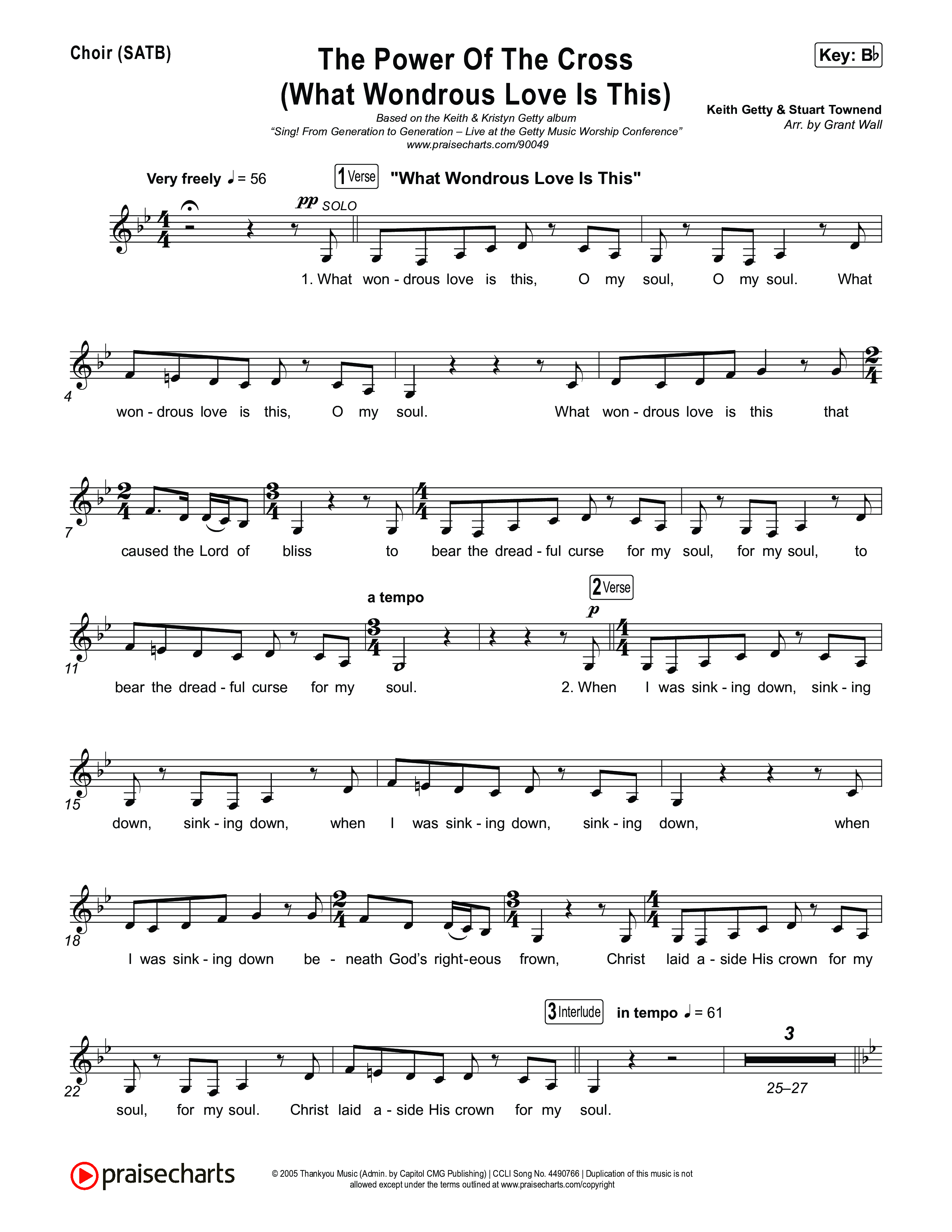 The Power Of The Cross (What Wondrous Love Is This) Choir Sheet (SATB) (Keith & Kristyn Getty / Sing!)