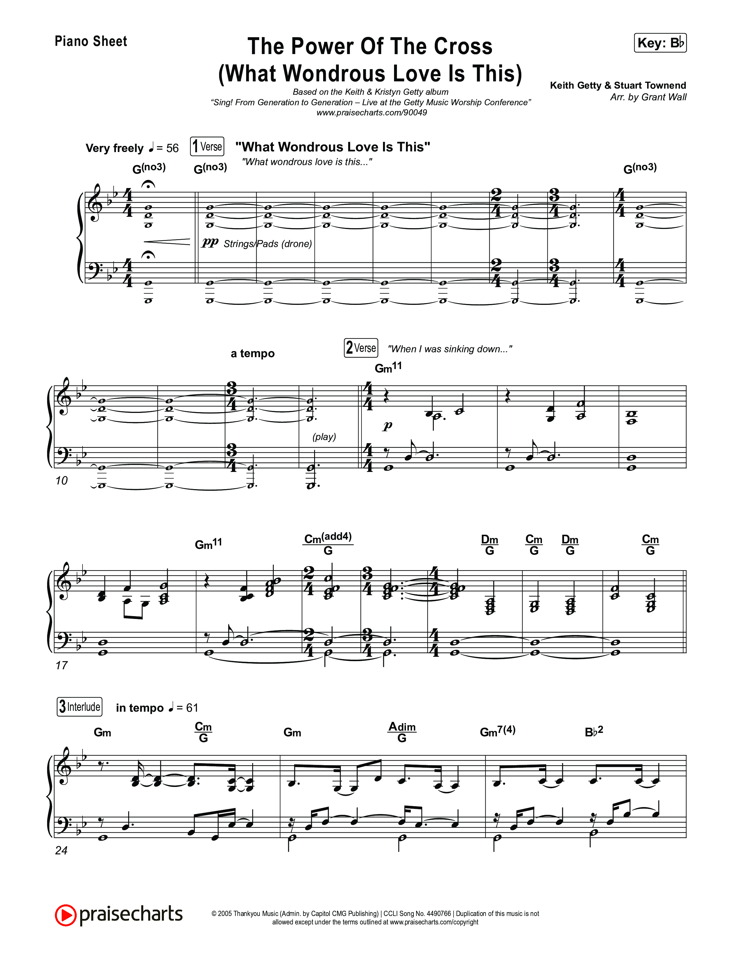The Power Of The Cross (What Wondrous Love Is This) Piano Sheet (Keith & Kristyn Getty / Sing!)