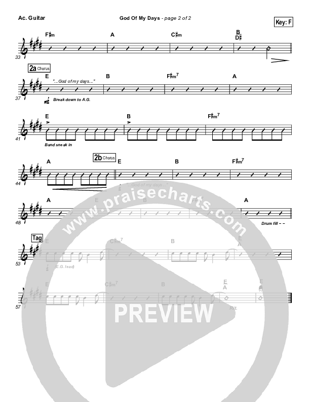 God Of My Days Acoustic Guitar (Gateway Worship)