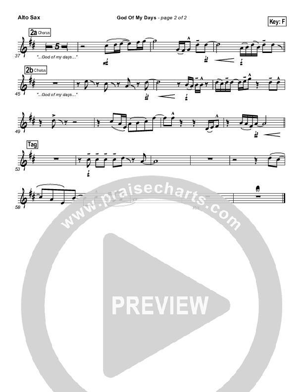 God Of My Days Alto Sax (Gateway Worship)