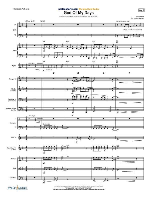 God Of My Days Conductor's Score (Gateway Worship)