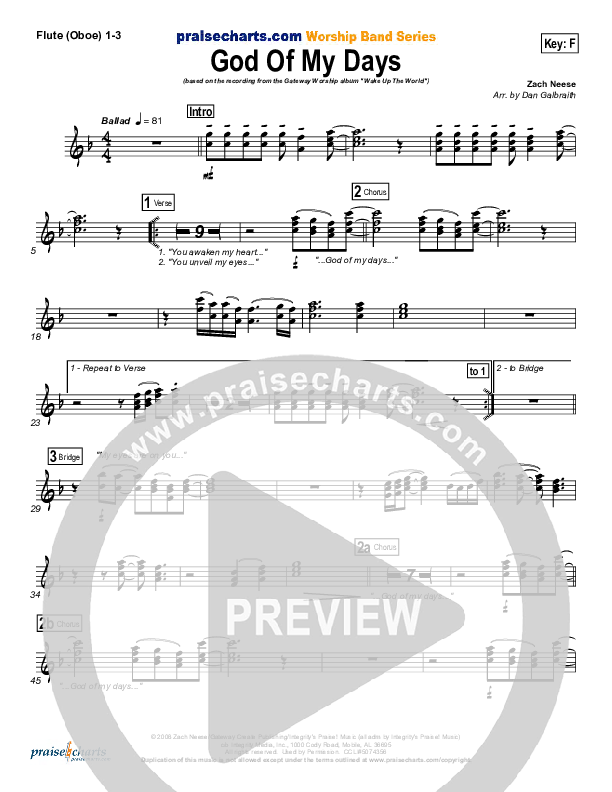 God Of My Days Wind Pack (Gateway Worship)