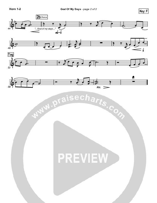 God Of My Days French Horn 1/2 (Gateway Worship)