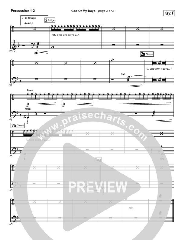 God Of My Days Percussion 1/2 (Gateway Worship)