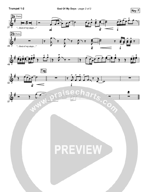 God Of My Days Trumpet 1,2 (Gateway Worship)