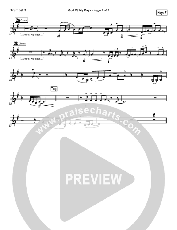 God Of My Days Trumpet 3 (Gateway Worship)