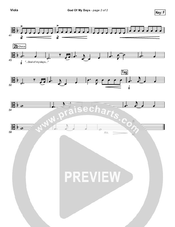 God Of My Days Viola (Gateway Worship)